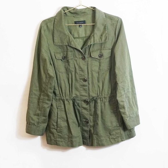 Talbots Jackets & Coats Talbots Green Linen Blend Utility Jacket L
